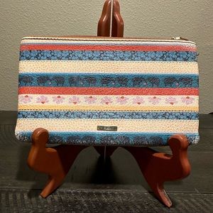 Relic clutch 2 large zipper compartments snap closure with 10 card slots 2 cash